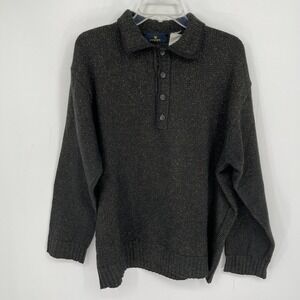 Fiume Men's Gray Speckled Wool Blend Quarter Button Polo Sweater Size XL